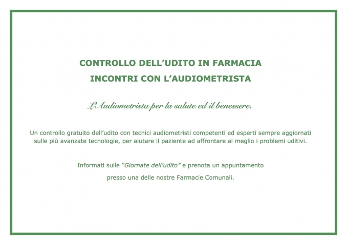 AUDIOMETRISTA IN FARMACIA - Apuafarma S.p.a.